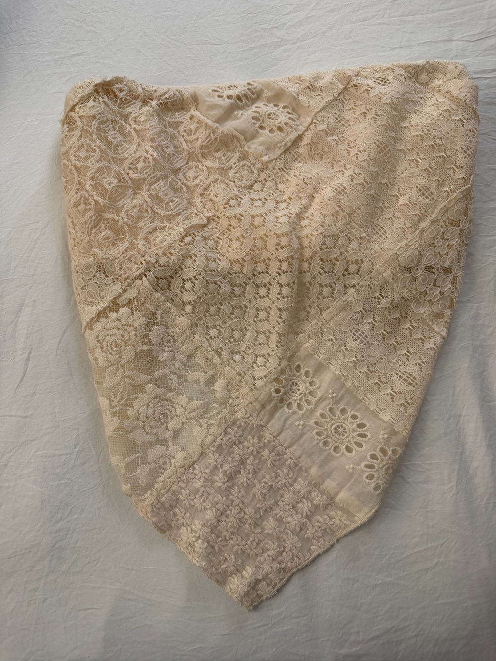 Free People Cream Lace Patchwork Tank Top